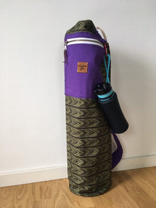 Yoga Mat Carrier || Organizational Yoga Bag || Aztec Arrow/Purple Design