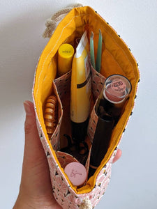 6-Pocket Drawstring Cosmetic/Jewelry Bag || Jewelry Accessories Organizer || Art Deco Blush Design