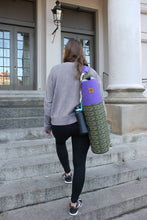 Load image into Gallery viewer, Yoga Mat Carrier || Organizational Yoga Bag || Aztec Arrow/Purple Design