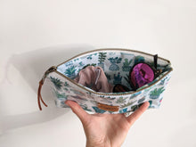 Load image into Gallery viewer, Catch-All Fully-Lined Oilcloth Zipper Pouch || Purse Organizer || &quot;Plant Lady Design&quot;