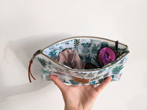 Catch-All Fully-Lined Oilcloth Zipper Pouch || Purse Organizer || "Plant Lady Design"