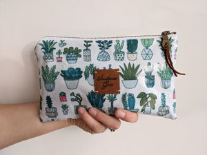 Catch-All Fully-Lined Oilcloth Zipper Pouch || Purse Organizer || "Plant Lady Design"