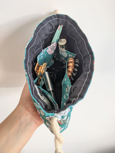 6-Pocket Drawstring Cosmetic/Jewelry Bag || Accessories Organizer || Hygge Floral Design