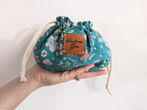 6-Pocket Drawstring Cosmetic/Jewelry Bag || Accessories Organizer || Hygge Floral Design