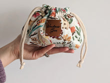 Load image into Gallery viewer, 6-Pocket Drawstring Cosmetic/Jewelry Bag || Accessories Organizer || Whimsical Watercolor Woodland Design