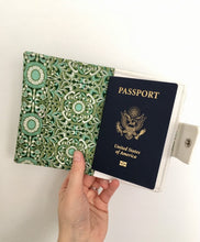 Load image into Gallery viewer, Passport Wallet || Travel || Green and Aqua Filigree