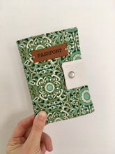 Load image into Gallery viewer, Passport Wallet || Travel || Green and Aqua Filigree