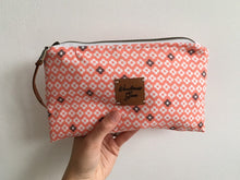 Load image into Gallery viewer, Catch-All Fully-Lined Zipper Pouch || Purse Organizer || Mod Peach Flowers Design